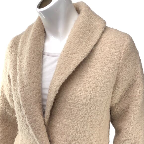 Eileen Fisher Womens Size PS Petite Small Jacket Beige Textured Wool Blend Coat - Picture 3 of 16